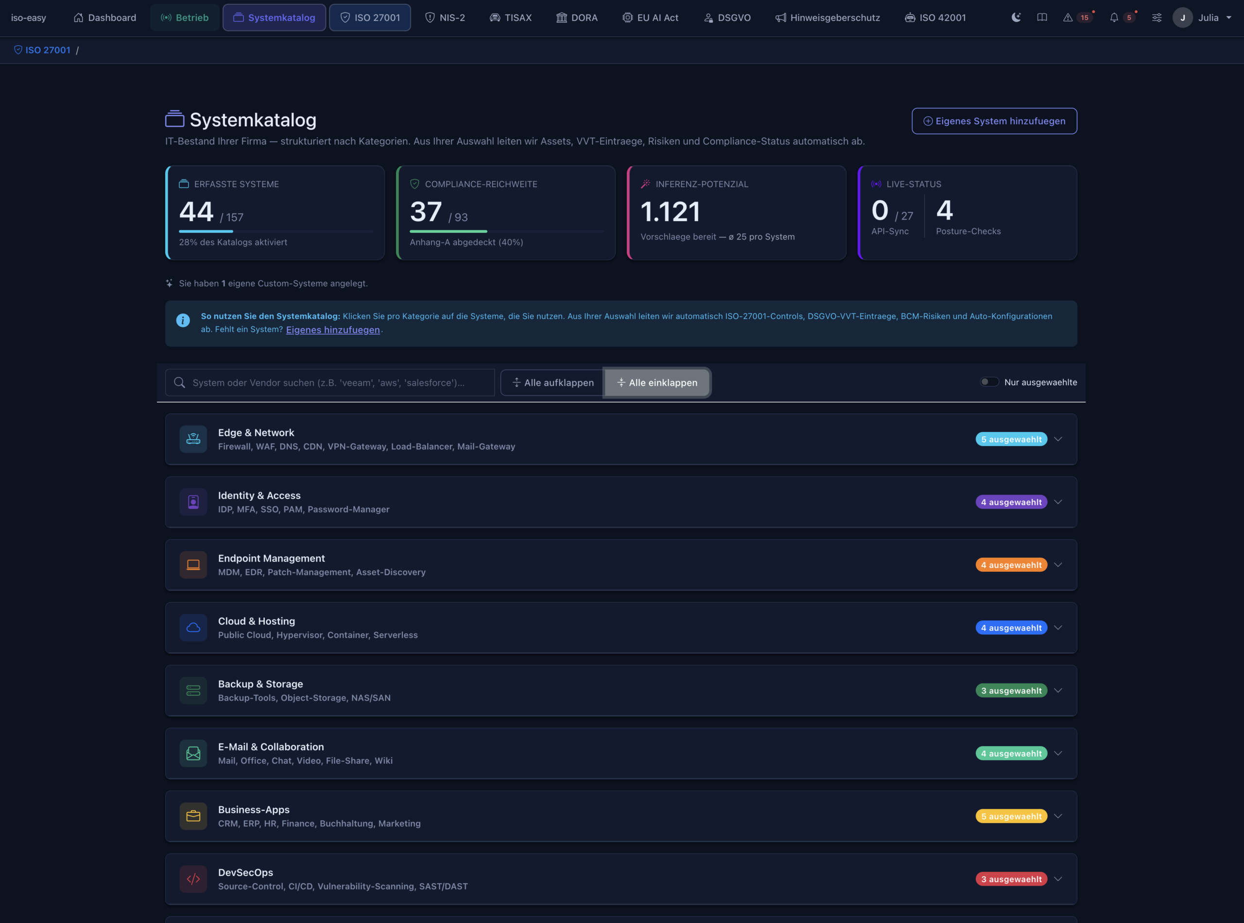 iso-easy ISMS-Plattform Screenshot 1