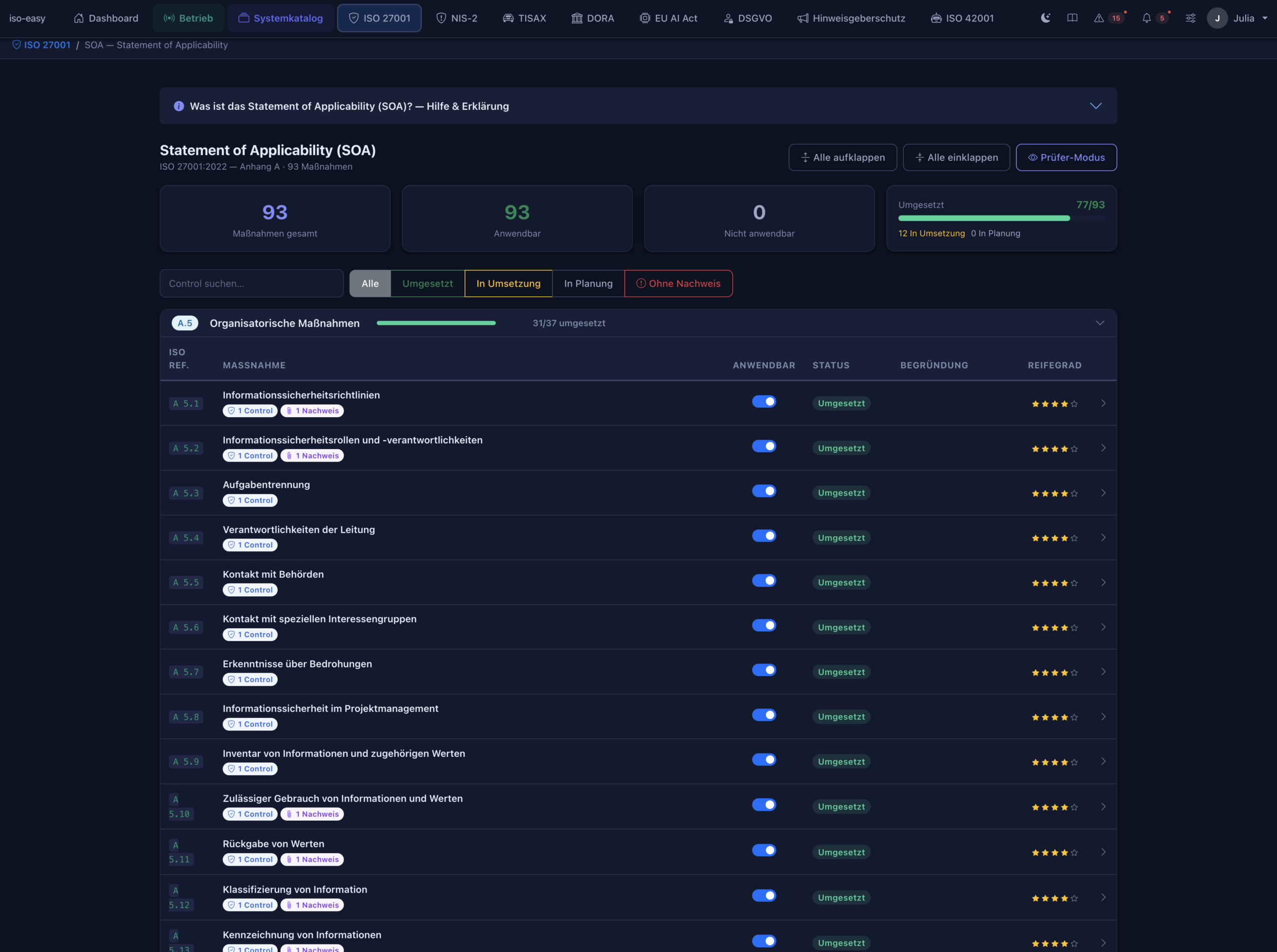 iso-easy ISMS-Plattform Screenshot 5
