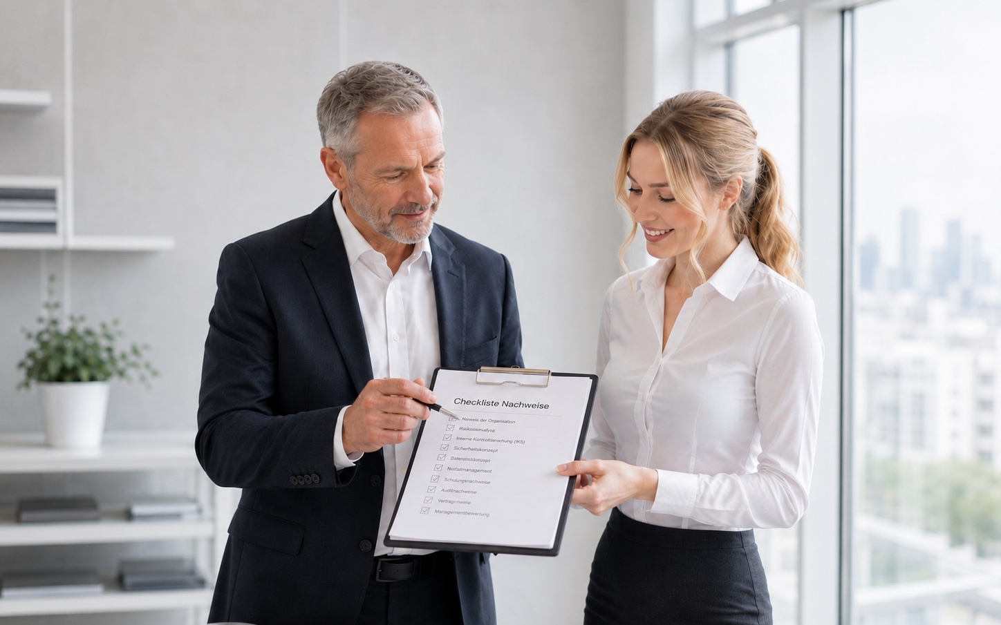 Auditor pr&uuml;ft die Nachweis-Checkliste im ISO-27001-Audit
