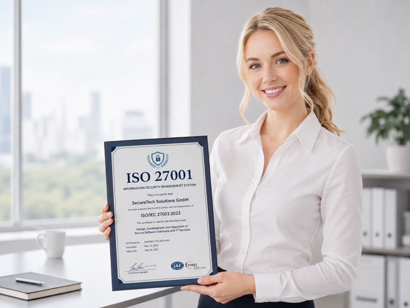 Fachfrau mit ISO-27001-Zertifikat